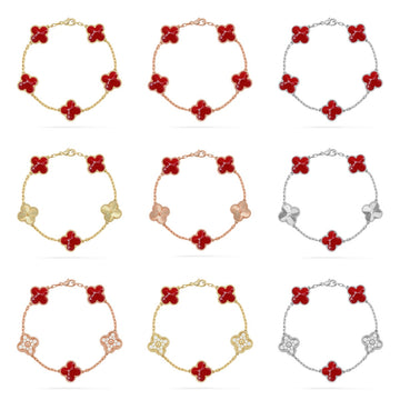[ORA]CLOVER 5 MOTIF RED PATTERN BRACELET COLLECTION