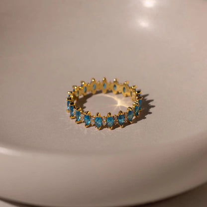 Marquise-Ring mit Geburtsstein und Unendlichkeitsmotiv