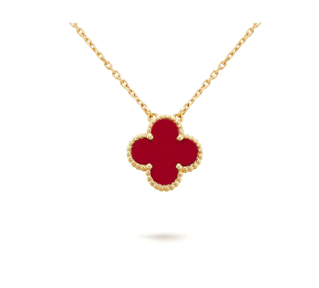 [ORA]CLOVER 15MM CARNELIAN SINGLE FLOWER NECKLACE