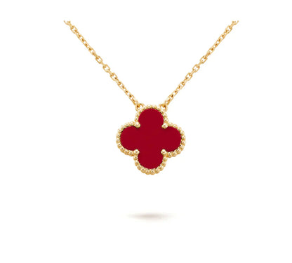 [ORA]CLOVER 15MM CARNELIAN SINGLE FLOWER NECKLACE