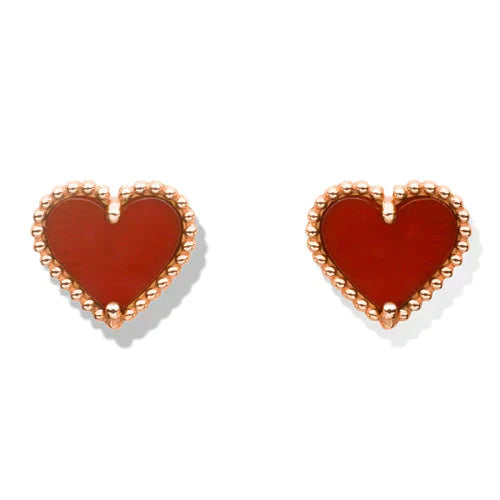 [ORA]HEART CARNELIAN STUD EARRINGS