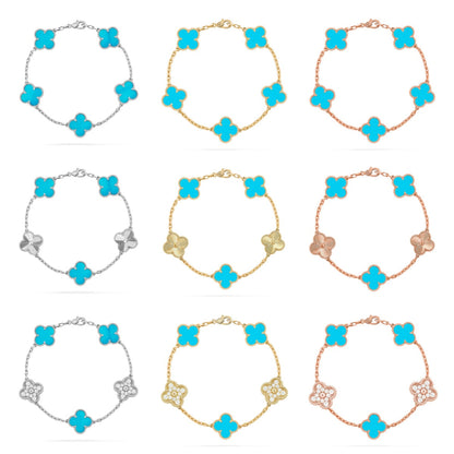 [ORA] CLOVER 5 MOTIF TURQUOISE BRACELET COLLECTION