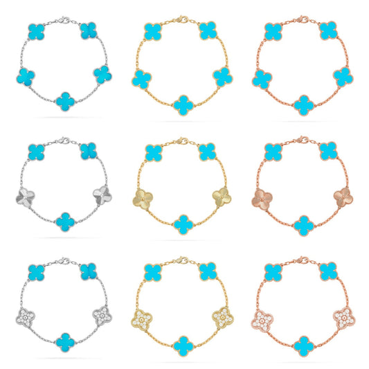 [ORA] CLOVER 5 MOTIF TURQUOISE BRACELET COLLECTION