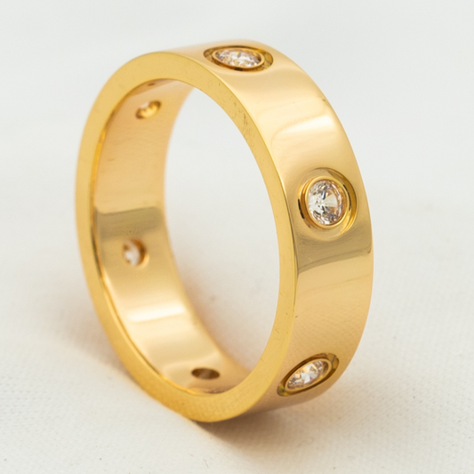 [ORA]LOVE RING 5.5MM 6 DIAMONDS PINK GOLD