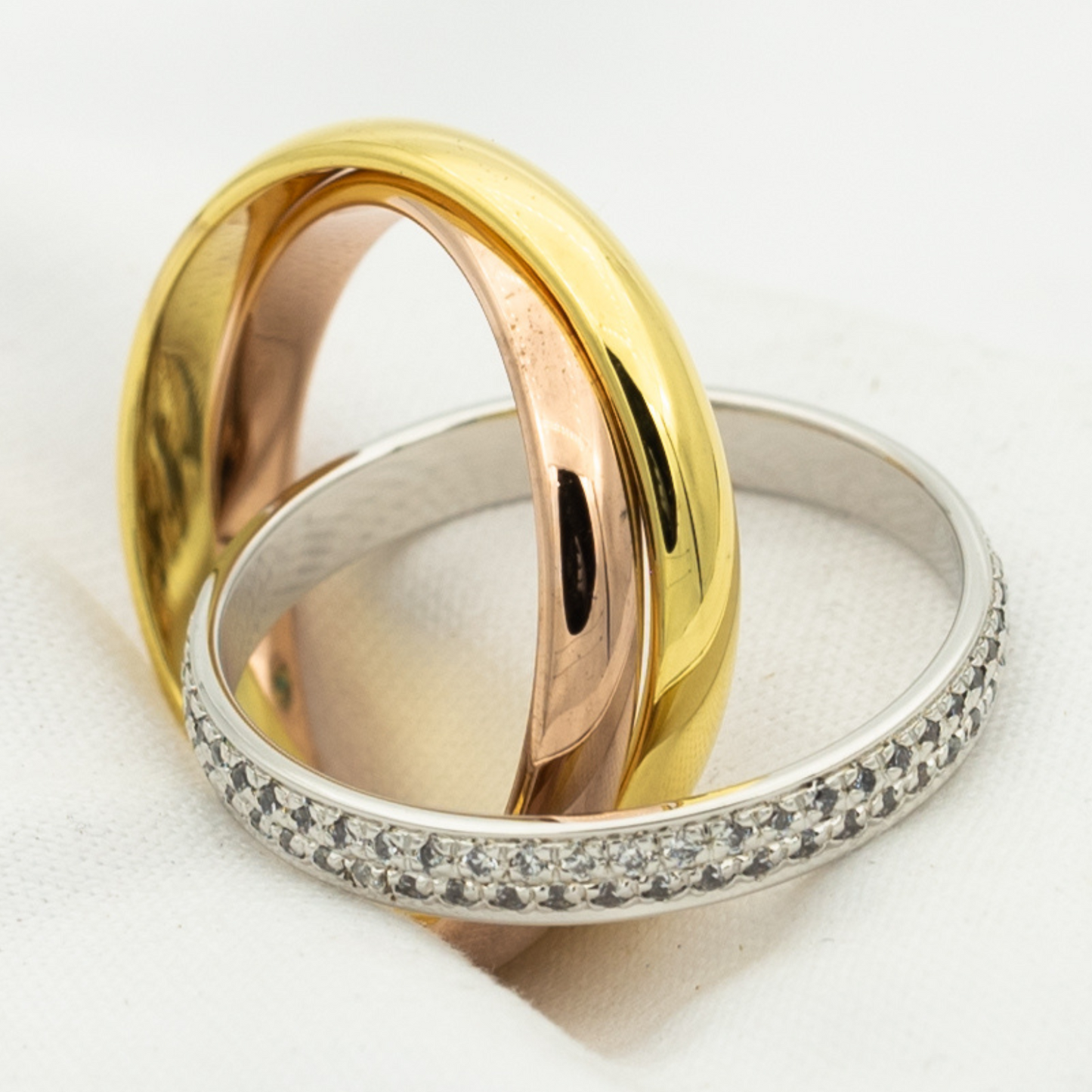 [ORA]TRINITY RING GOLD PINK GOLD SILVER DIAMONDS