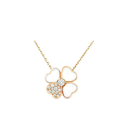 [ORA]CLOVER MOP DIAMOND ROSE GOLD NECKLACE