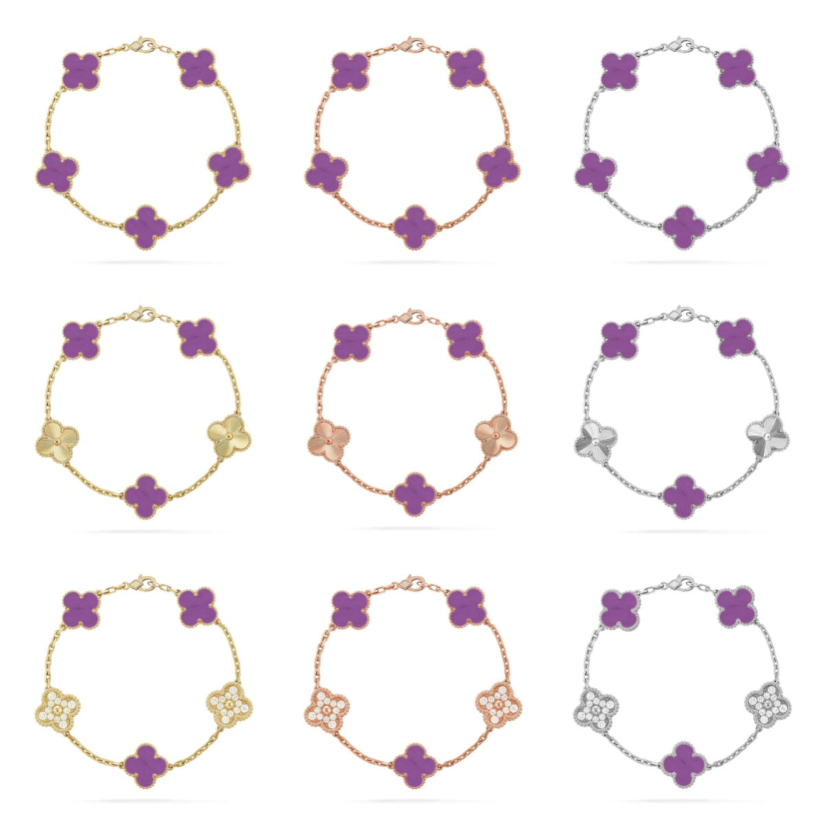 [ORA] CLOVER 5 MOTIF VIOLET BRACELET COLLECTION