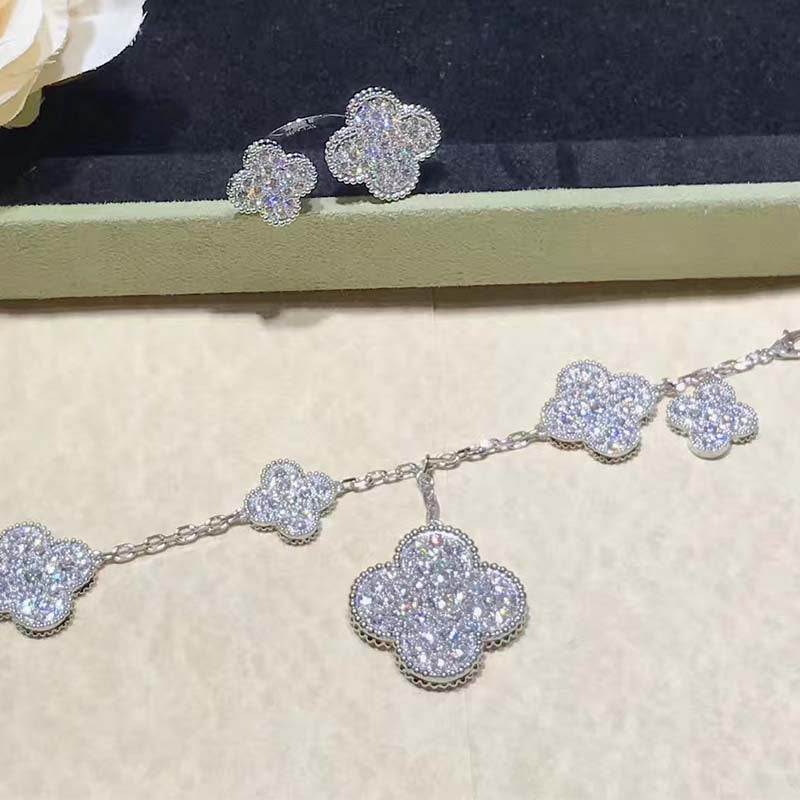 [ORA]CLOVER 6 MOTIFS SILVER DIAMOND BRACELET