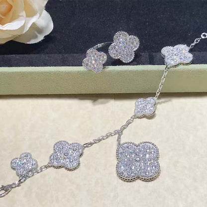 [ORA]CLOVER 6 MOTIFS SILVER DIAMOND BRACELET