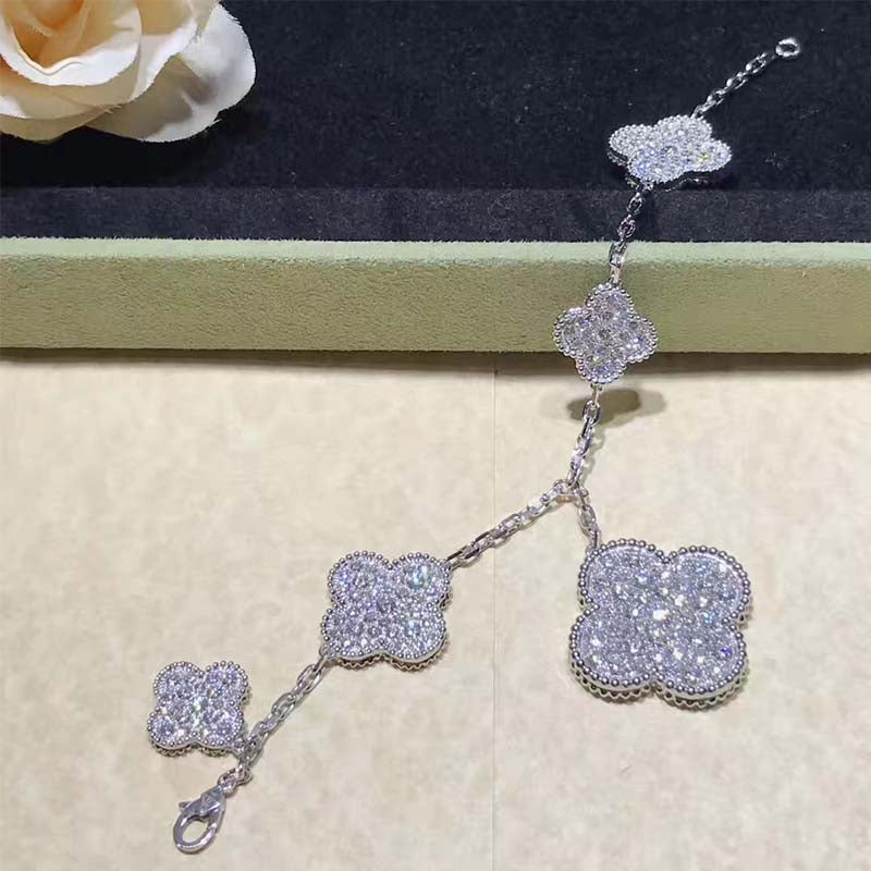[ORA]CLOVER 6 MOTIFS SILVER DIAMOND BRACELET