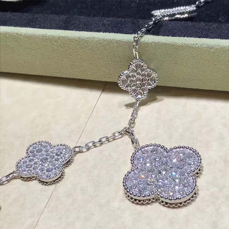 [ORA]CLOVER 6 MOTIFS SILVER DIAMOND BRACELET
