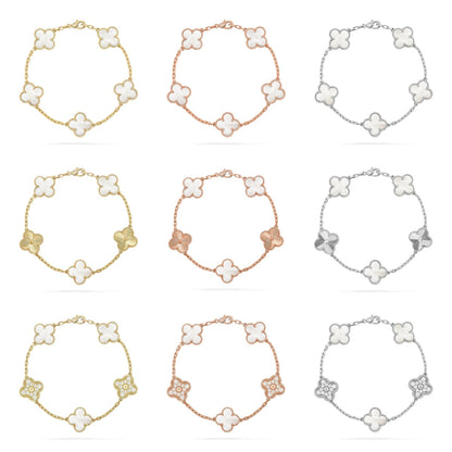 [ORA]CLOVER WHITE PEARL MOP 5 MOTIF BRACELET COLLECTION