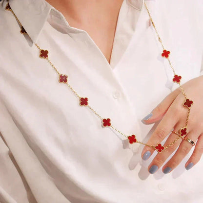 [ORA]CLOVER 20 MOTIFS CARNELIAN NECKLACE