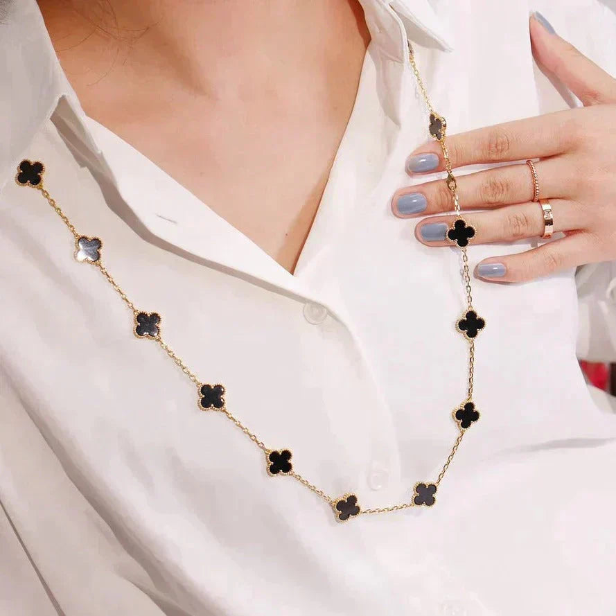 [ORA]CLOVER 20 MOTIFS ONYX NECKLACE