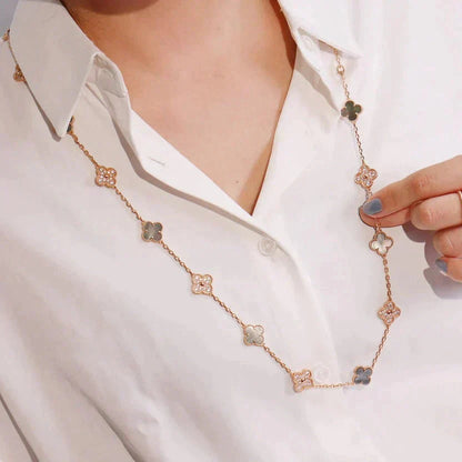 [ORA]CLOVER 20 MOTIFS DARK MOP DIAMOND  NECKLACE