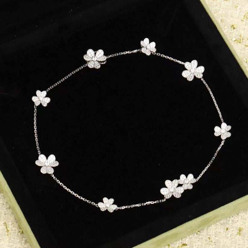 [ORA]FRIVOLE SILBER 9 BLUMEN HALSKETTE