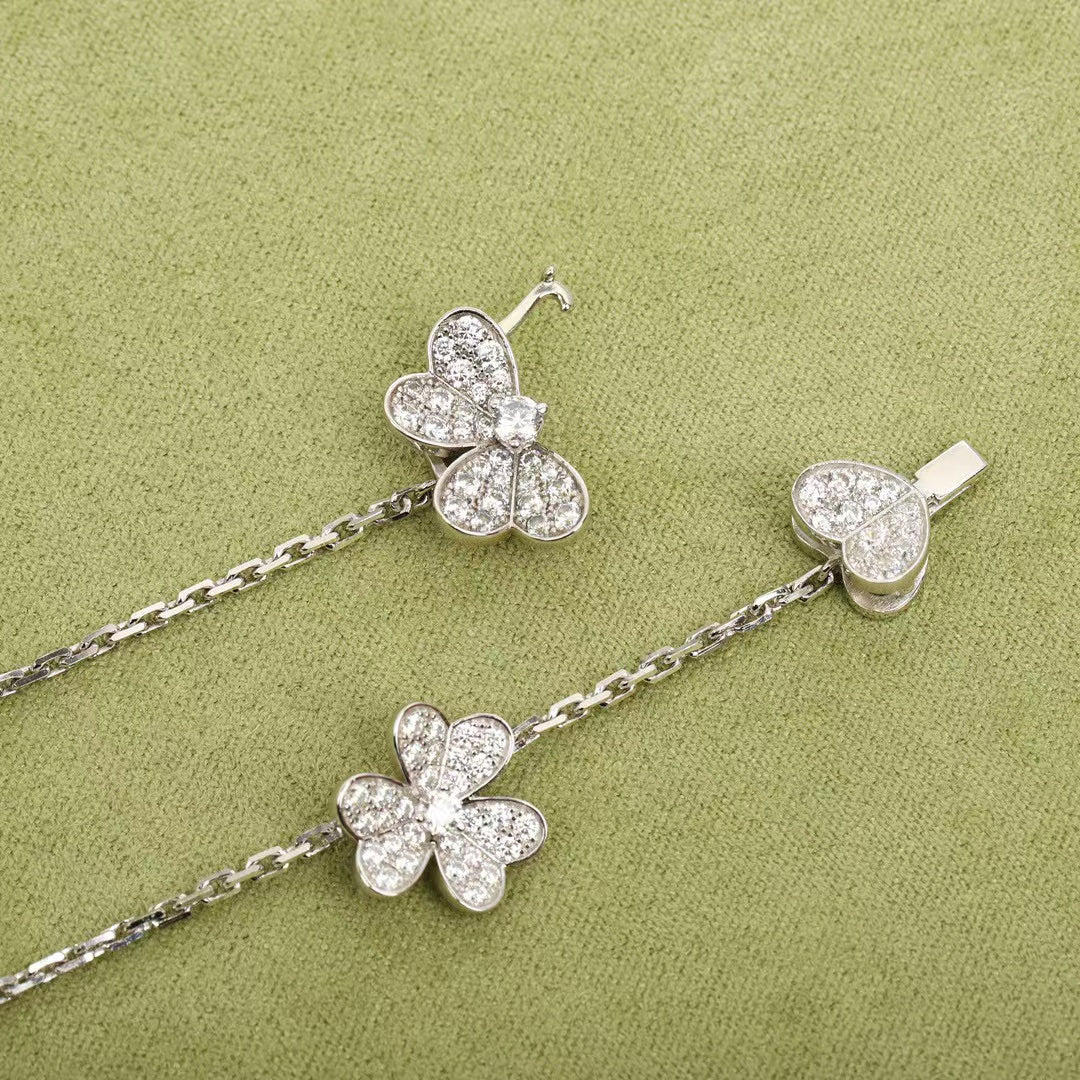 [ORA]FRIVOLE SILBER 9 BLUMEN HALSKETTE
