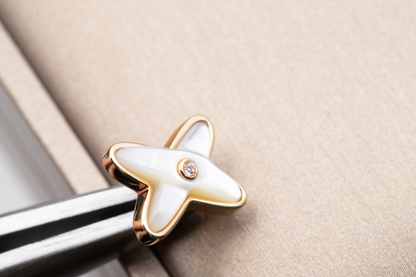 [ORA]JEUX DE WHITE MOP PINK GOLD DIAMOND EARRINGS