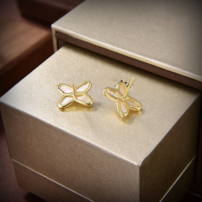 [ORA]JEUX DE WHITE MOP GOLD DIAMOND EARRINGS
