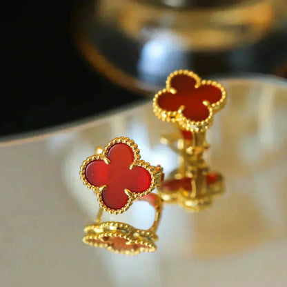 [ORA]CLOVER MEDIUM 1 MOTIFS CARNELIAN  EARRINGS