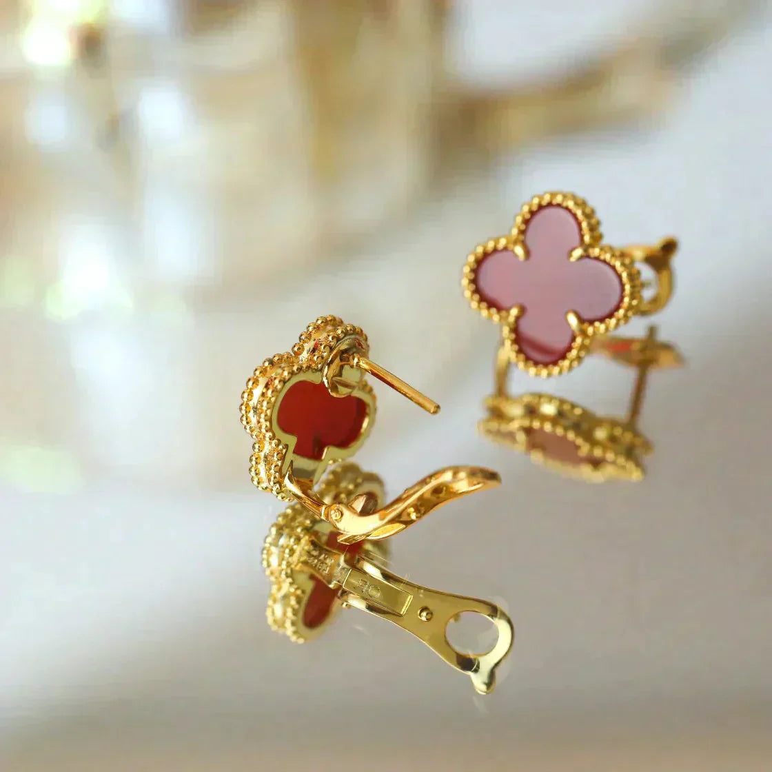 [ORA]CLOVER MEDIUM 1 MOTIFS CARNELIAN  EARRINGS