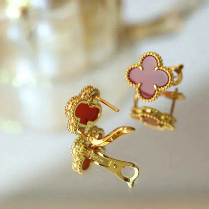 [ORA]CLOVER MEDIUM 1 MOTIFS CARNELIAN  EARRINGS