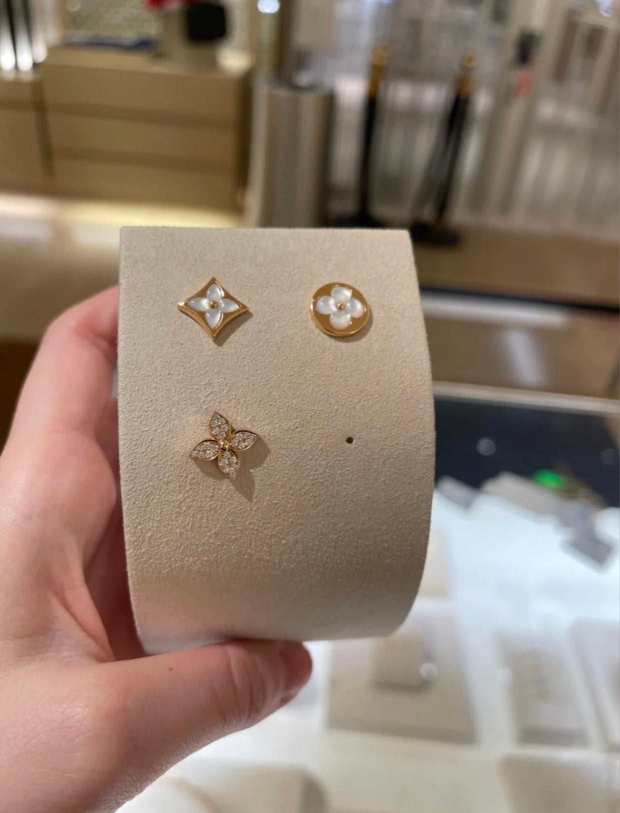 [ORA]STAR BLOSSOM STUD EARRINGS PINK GOLD DIAMONDS
