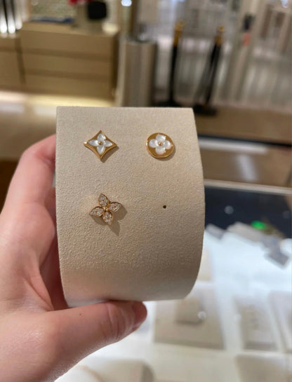 [ORA]STAR BLOSSOM STUD EARRINGS PINK GOLD DIAMONDS