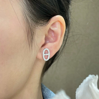 [ORA]HM FULL DIAMOND PIG NOSE STUD EARRINGS