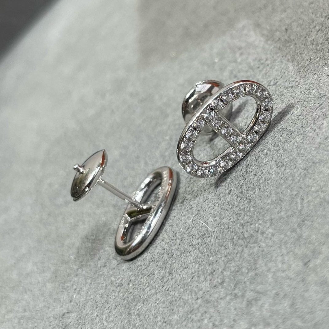 [ORA]HM FULL DIAMOND PIG NOSE STUD EARRINGS