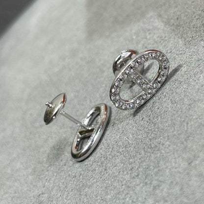 [ORA]HM FULL DIAMOND PIG NOSE STUD EARRINGS