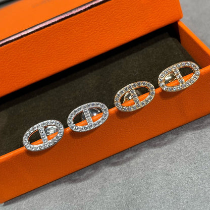 [ORA]HM FULL DIAMOND PIG NOSE STUD EARRINGS