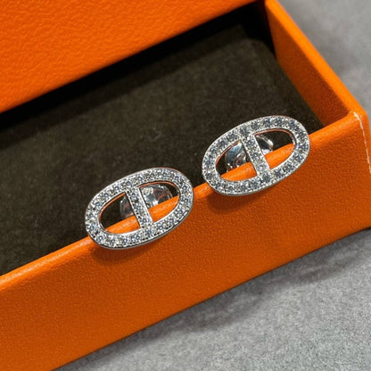 [ORA]HM FULL DIAMOND PIG NOSE STUD EARRINGS