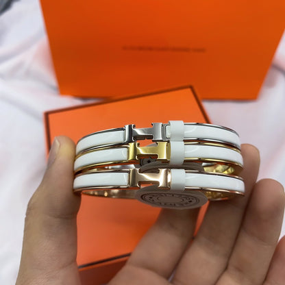 [ORA]CLASSIC HM CLIC WHITE 8MM ENAMEL BRACELET