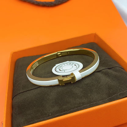 [ORA]CLASSIC HM CLIC WHITE 8MM ENAMEL BRACELET