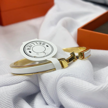 [ORA]CLASSIC HM CLIC WHITE 8MM ENAMEL BRACELET