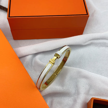[ORA]CLASSIC HM CLIC WHITE 8MM ENAMEL BRACELET