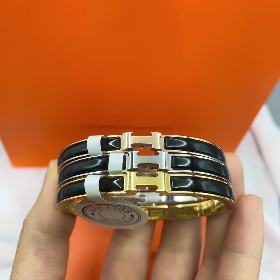 [ORA]CLASSIC HM CLIC BLACK 8MM ENAMEL BRACELET