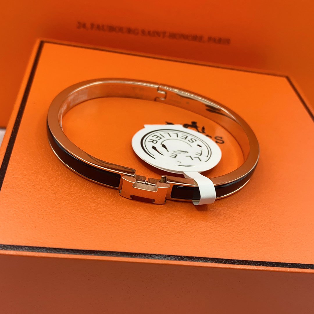 [ORA]CLASSIC HM CLIC BLACK 8MM ENAMEL BRACELET
