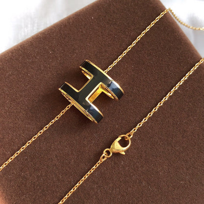 [ORA]HM CLIC BLACK ENAMEL GOLD NECKLACE