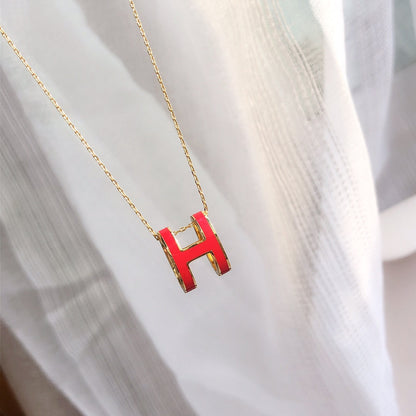 [ORA]HM CLIC RED ENAMEL GOLD NECKLACE