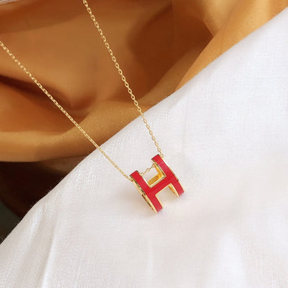 [ORA]HM CLIC RED ENAMEL GOLD NECKLACE