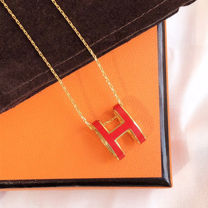 [ORA]HM CLIC RED ENAMEL GOLD NECKLACE
