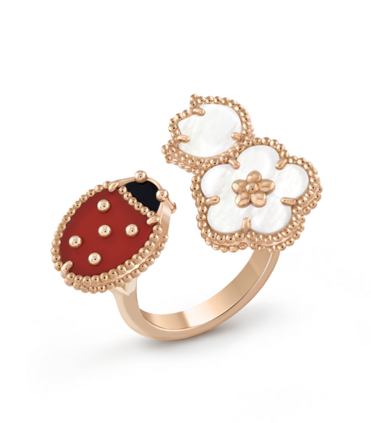 [ORA]LUCKY 3 MOTIF ROSE GOLD RING