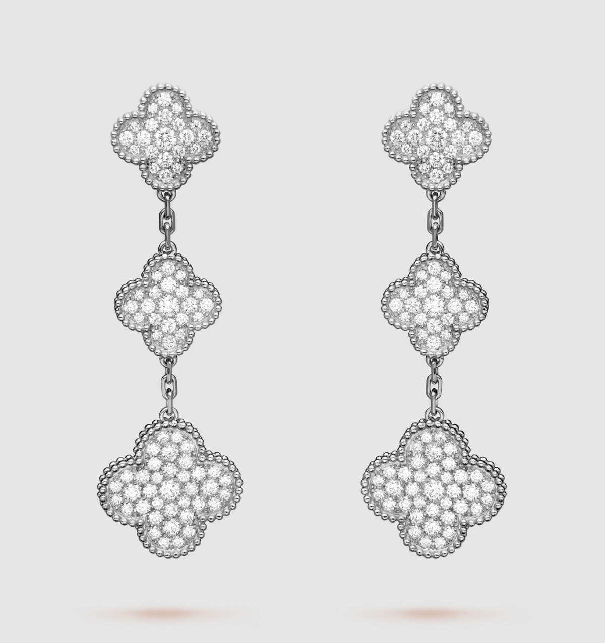 [ORA]CLOVER 3 MOTIV DIAMANT SILBER HÄNGE OHRRINGE