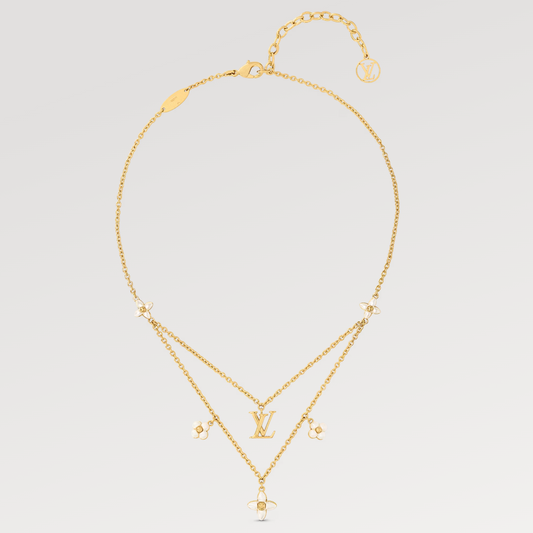 [ORA]FLOWERGRAM GOLD MOP DOUBLE ROW NECKLACE