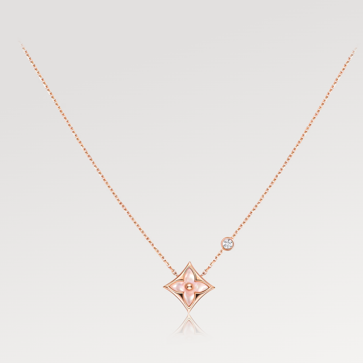 [ORA]STAR PINK MOP 1 DIAMOND PINK GOLD NECKLACE