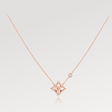 [ORA]STAR PINK MOP 1 DIAMANTPENDANT ROSÉGOLD HALSKETTE