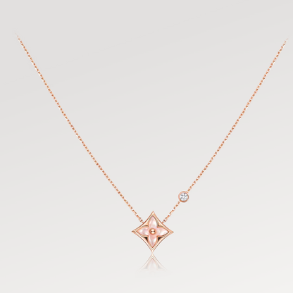 [ORA]STAR PINK MOP 1 DIAMOND PINK GOLD NECKLACE