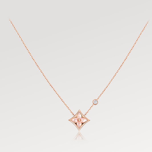 [ORA]STAR PINK MOP 1 DIAMOND PINK GOLD NECKLACE
